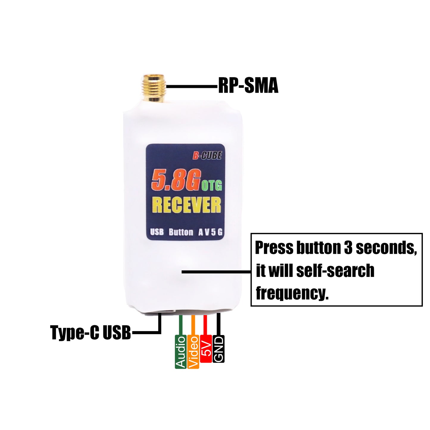 B-CUBE VTX OTG Receiver 5.8G 150CH Channel FPV VTX800 1000 1600 2500MW Video Transmitter Audio Android phone RC Airplane Drone