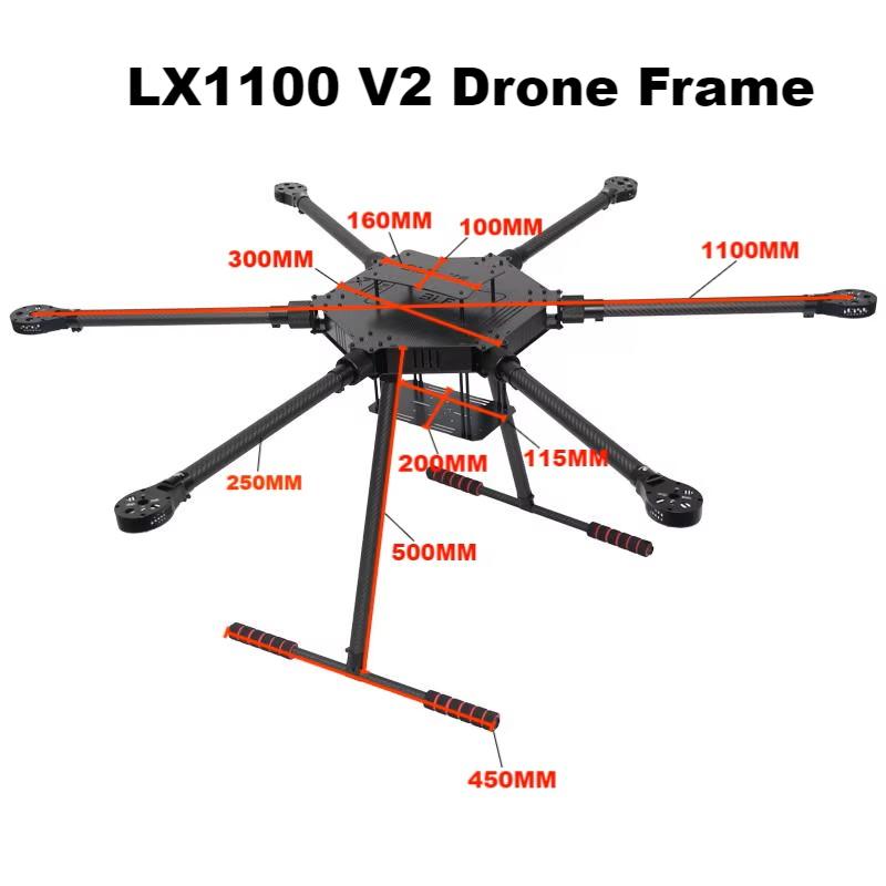 B-CUBE LX1100 V1/ V2 Full Carbon Fiber 1100mm Hexa-Rotor Frame X-Roter 80A ESC PX4 Pixhawk Flight Control Drone Frame