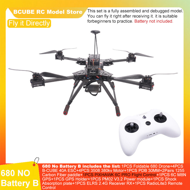 B-CUBE PIXHAWK2.4.8 6C Flight Control Carbon Fiber 680 Frame Kit Ardupilot Quadcopter BLHELI 40A 3508 Motor ESC Optical Flow