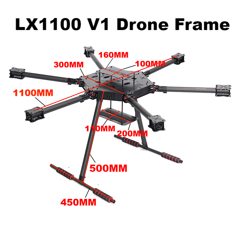 B-CUBE LX1100 V1/ V2 Full Carbon Fiber 1100mm Hexa-Rotor Frame X-Roter 80A ESC PX4 Pixhawk Flight Control Drone Frame