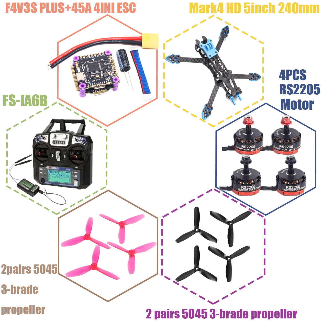 F4V3S PLUS MARK4-HD Mark 4 HD 5inch 240mm F4 V3 V3S FC Flight Controller RC Drone FPV Racing Quadcopter Betaflight INAV