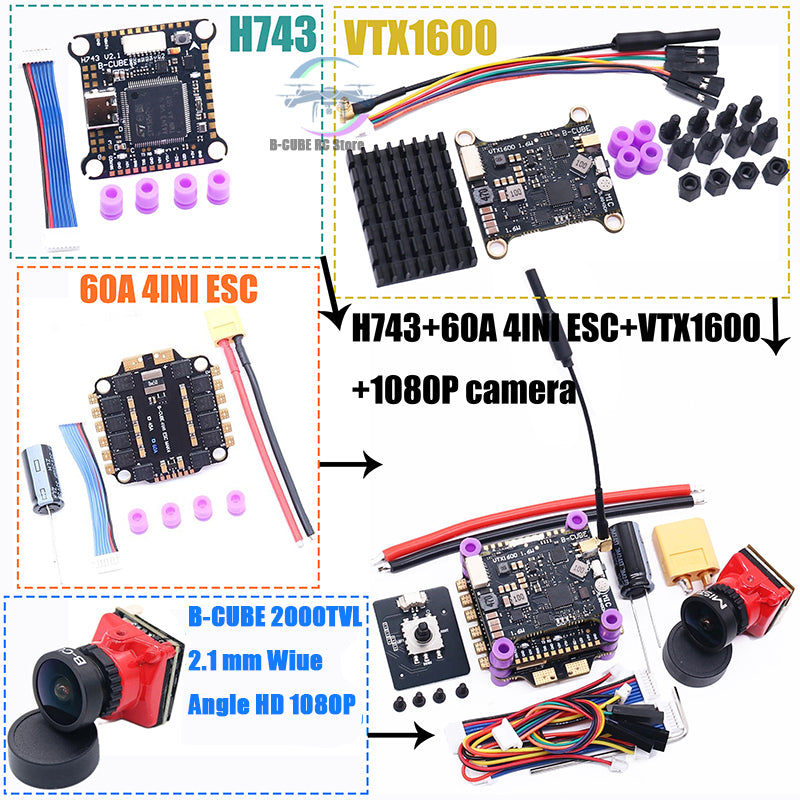 F722 F7/F745 V2 H743 Flight Control 45A/60A 4INI ESC VTX1000 Video 1080P Camera INAV Betaflight Flight Controller RC Drone FPV