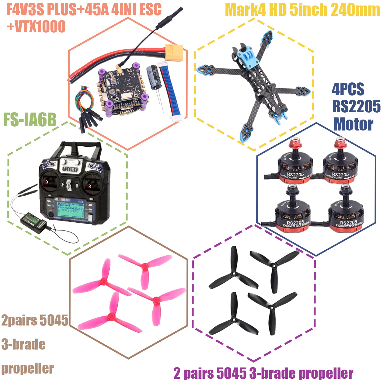 F4V3S PLUS MARK4-HD Mark 4 HD 5inch 240mm F4 V3 V3S FC Flight Controller RC Drone FPV Racing Quadcopter Betaflight INAV
