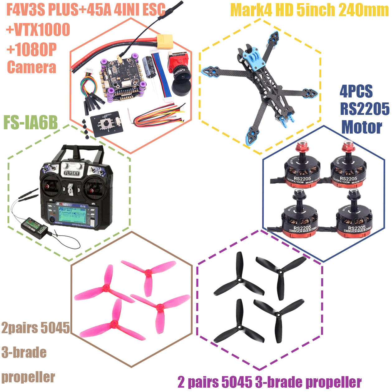 F4V3S PLUS MARK4-HD Mark 4 HD 5inch 240mm F4 V3 V3S FC Flight Controller RC Drone FPV Racing Quadcopter Betaflight INAV