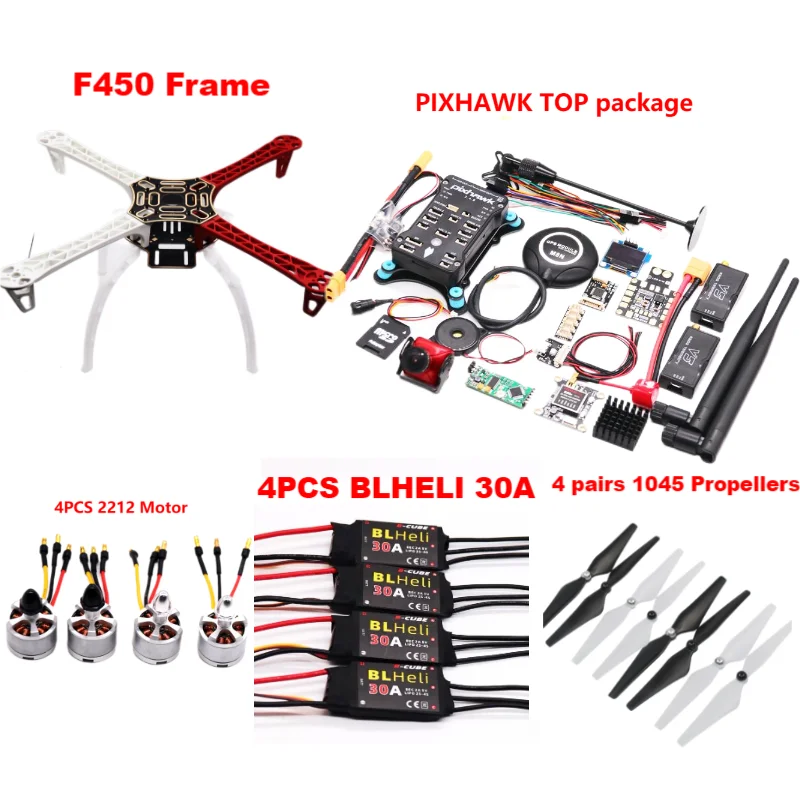 B-CUBE PIXHAWK2.4.8 Flight Control F450 Drone Kit Ardupilot 100MW Radio Telemetry Quadcopter BLHELI 30A 2212 Motor ESC Landing Gear
