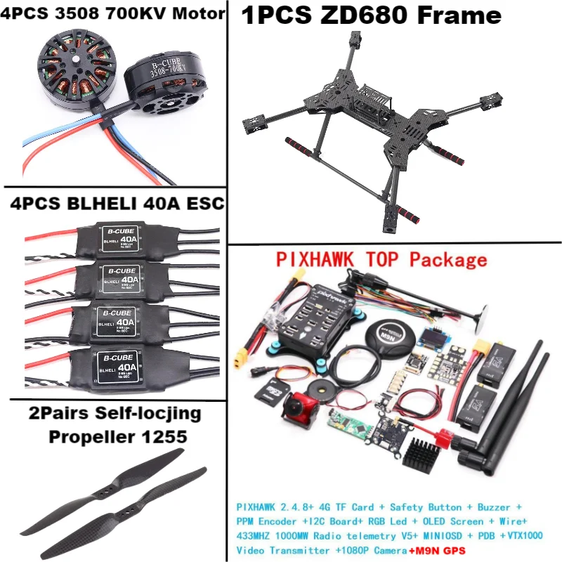 NEW ZD680 PIXHAWK2.4.8 M9N Full Carbon Fiber Hexa-Rotor Foldable Arm Hexacopter Frame Kit forCopter with Unflodable Landing Gear