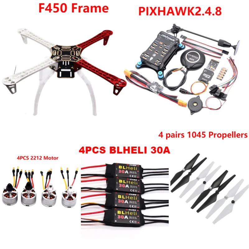 B-CUBE PIXHAWK2.4.8 Flight Control F450 Drone Kit Ardupilot 100MW Radio Telemetry Quadcopter BLHELI 30A 2212 Motor ESC Landing Gear