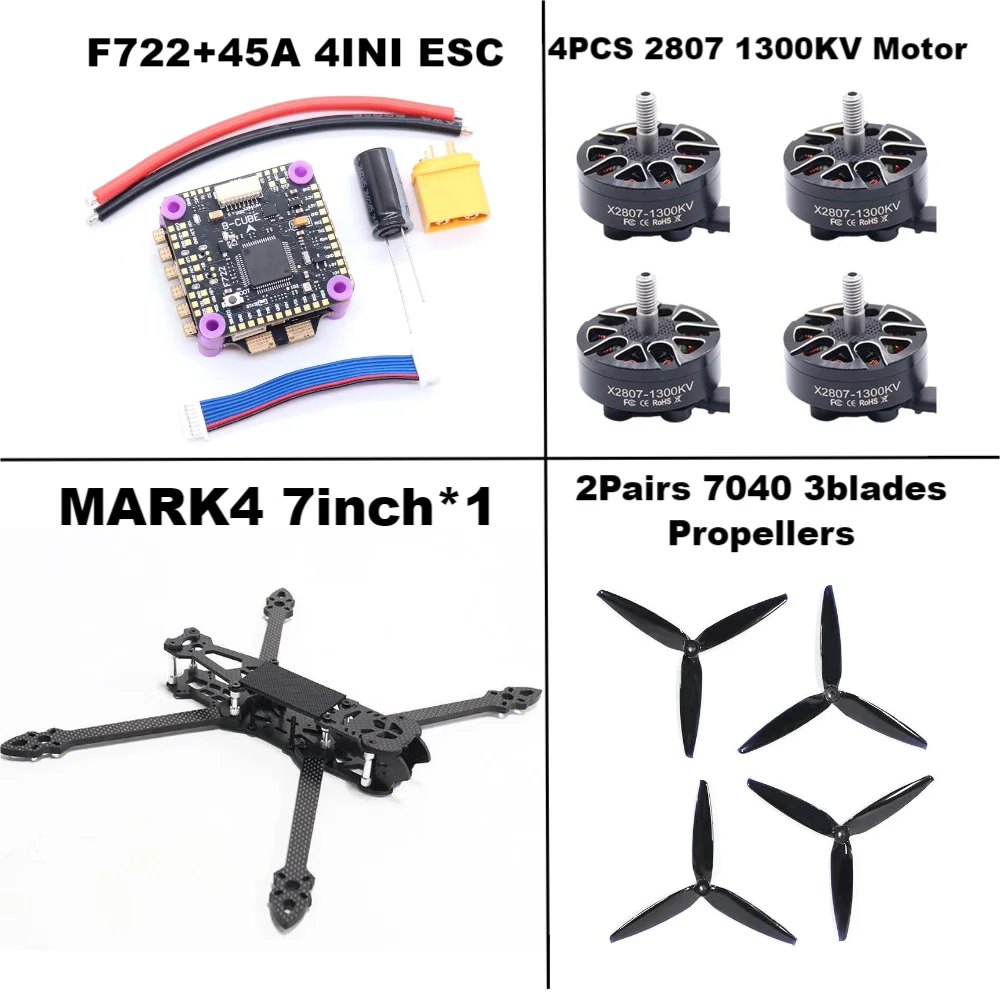 B-CUBE MARK4 V2 7inch F722 Flight Control 45/60A 4INI ESC rack drone FPV carbon fiber PV Racing Drone Quadcopter Freestyle