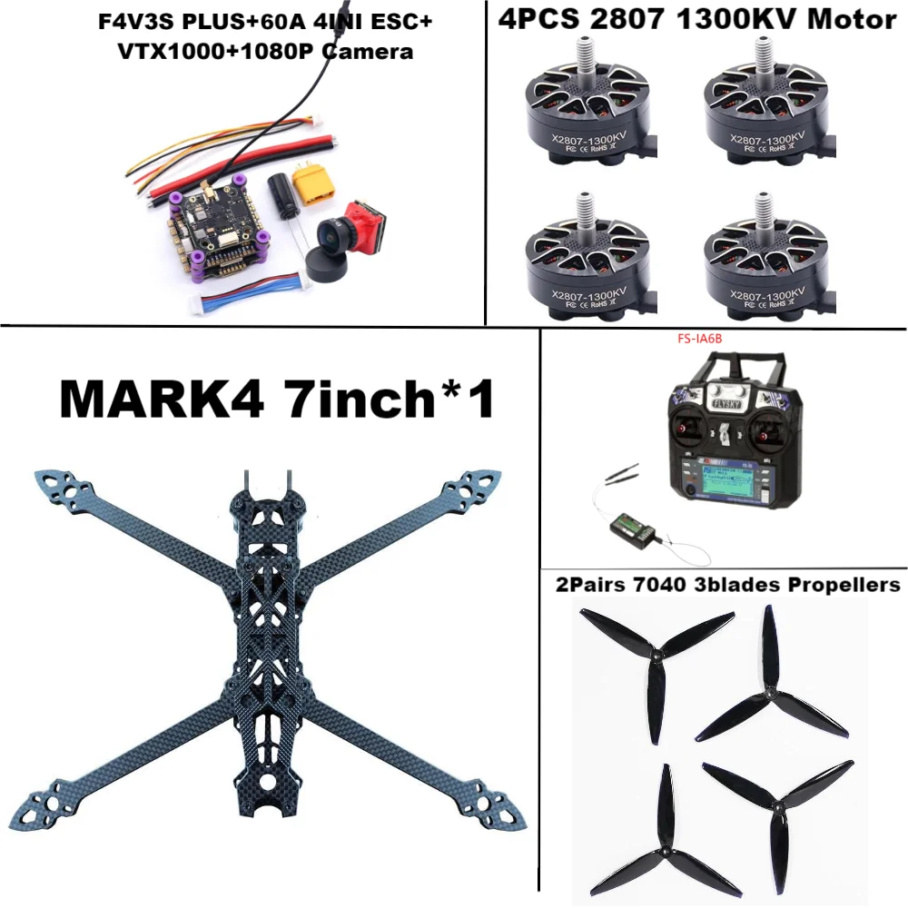 MARK4 V2 7-inch F4V3S/F4V3S PLUS Flight Control 45/60A 4INI ESC rack drone FPV carbon fiber PV Racing Drone Quadcopter Freestyle