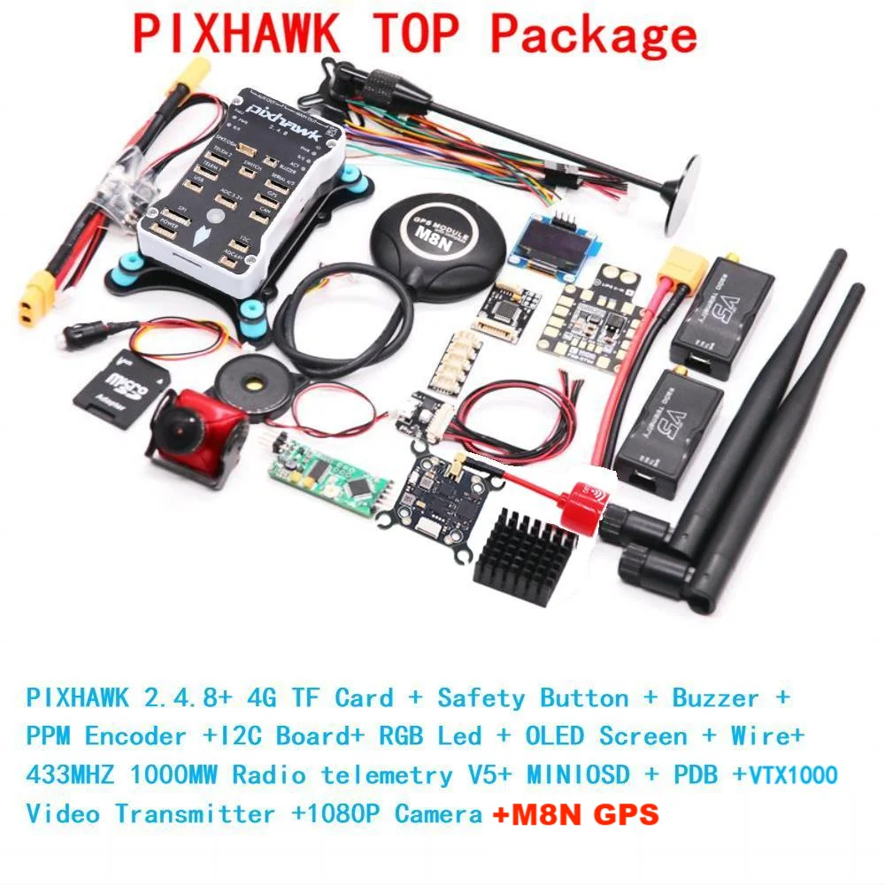 NEW Pixhawk White Shell PIX 2.4.8 M8N 32 Bit Flight Controller Autopilot with 4G SD Safety Switch Buzzer PPM I2C RC Quadcopter