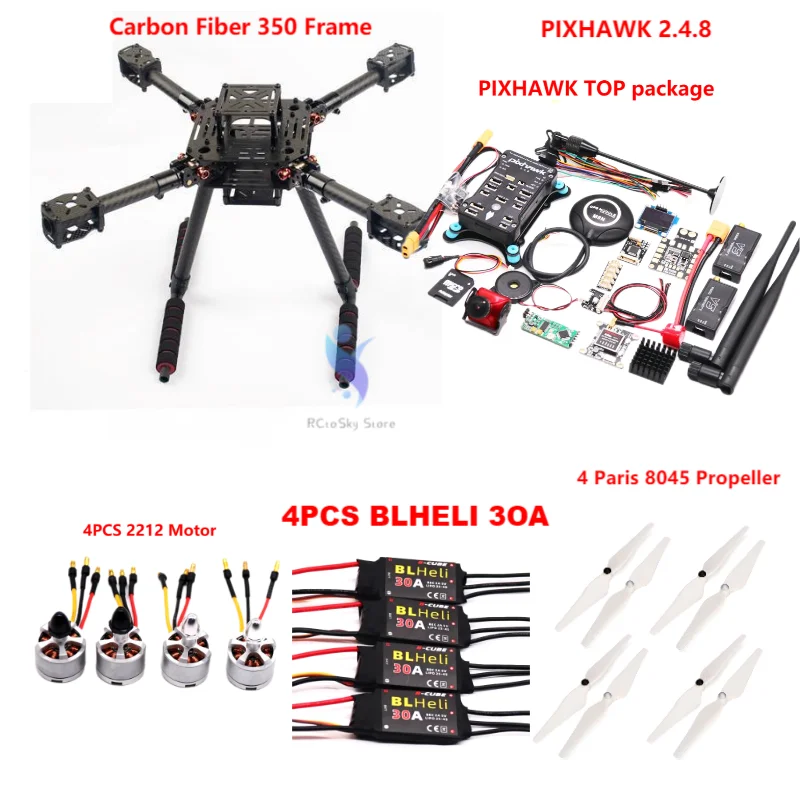 B-CUBE PIXHAWK2.4.8 Flight Control Carbon Fiber 350 Frame Kit Ardupilot 100MW Radio Telemetry Quadcopter BLHELI 30A 2212 Motor ESC