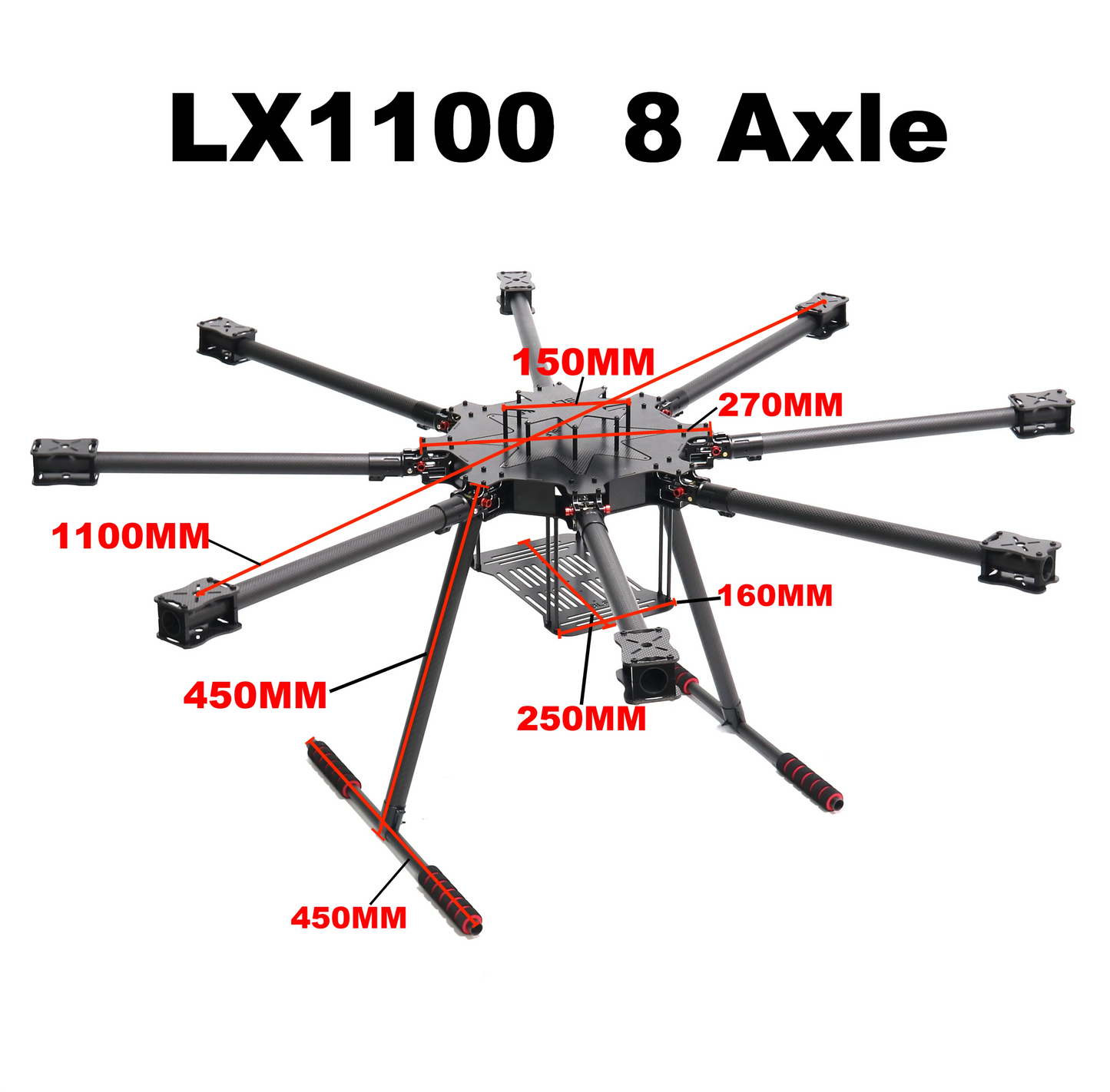 B-CUBE LX1100 8 Axle Octocopter Umbrella Type Folding Frame Multicopter Electronic Retractable Landing Skid DJI S1000 Tarot X8