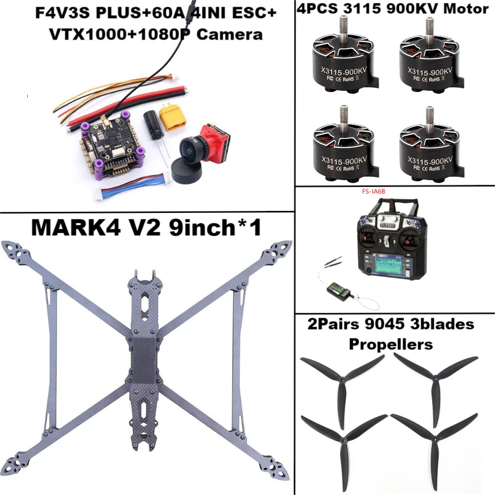 MARK4 V2 9inch F4V3S/F4V3S PLUS Flight Control 45/60A 4INI ESC rack drone FPV carbon fiber PV Racing Drone Quadcopter Freestyle
