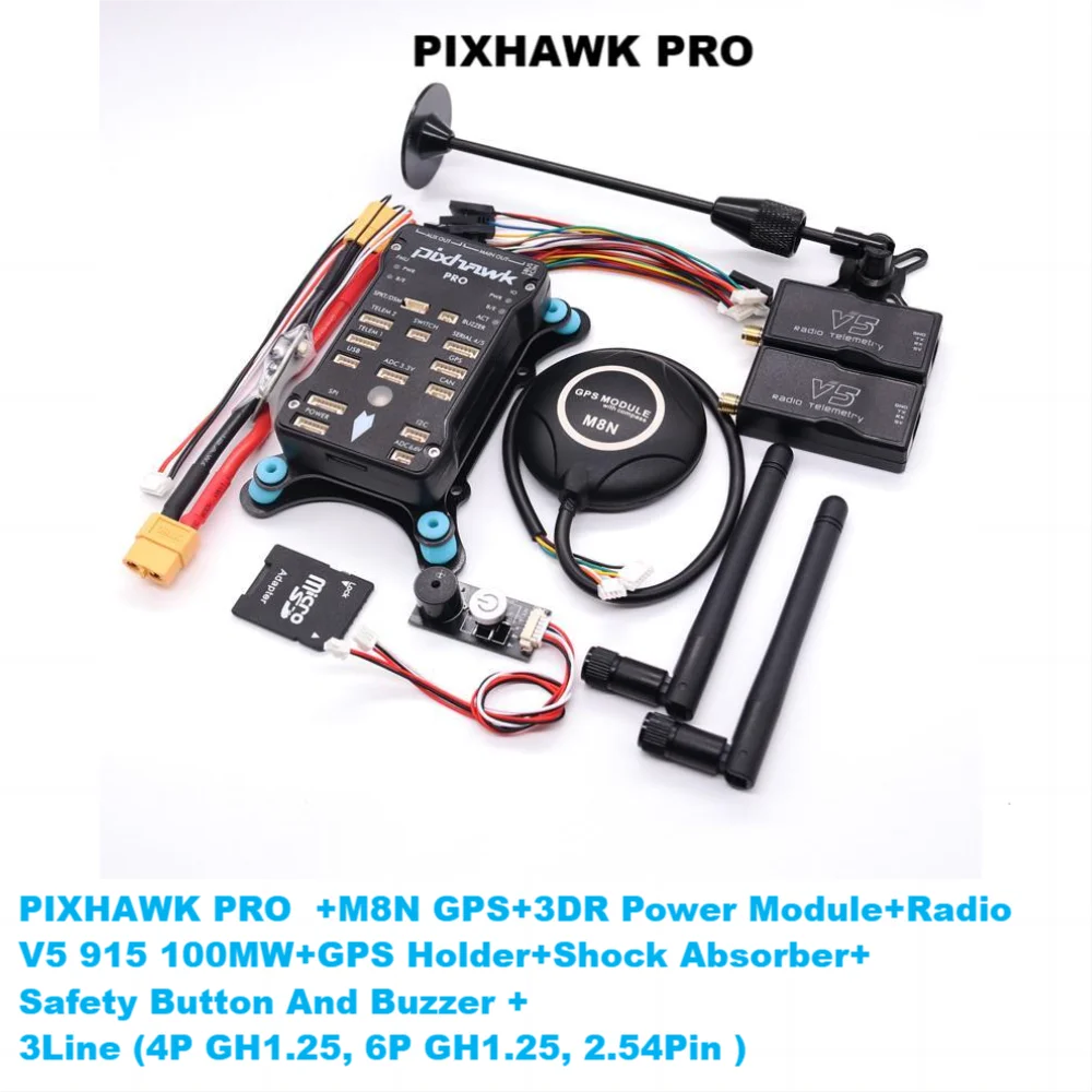 Pixhawk 2.4.8 PRO PX4 PIX 32 Bit Flight Controller+M8N GPS+ 433/915Mhz 100/500mw Radio Telemetry+Safety Switch+Buzzer+rgb+I2C