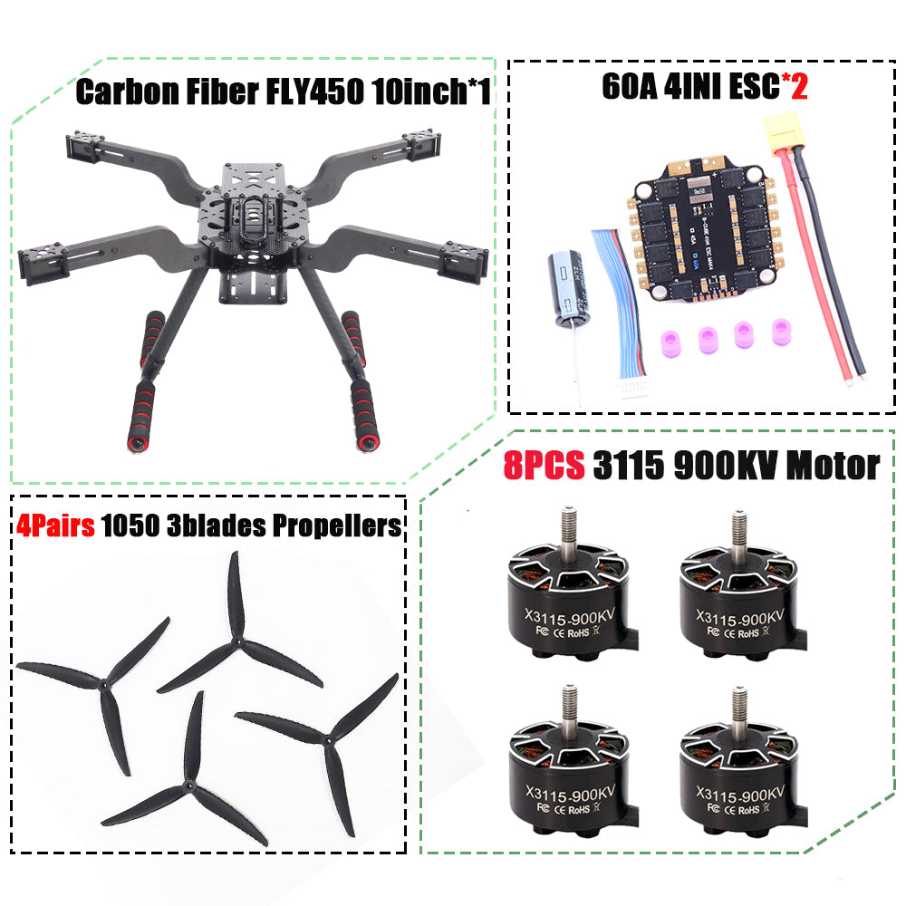 B-CUBE Open Source New Smart Drone FLY450 450MM F722 Quadrotor Rack RC Multicopter Multi-Rotor With Landing Gear Betaflight