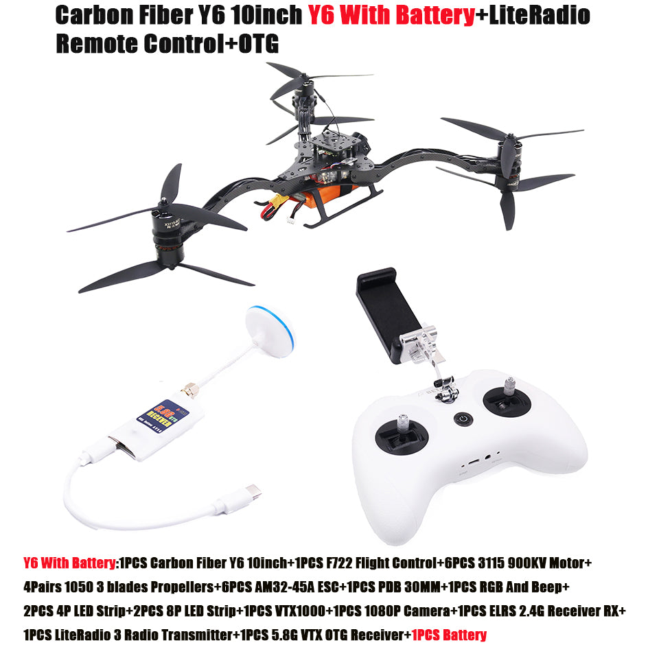 B-CUBE Y6 carbon fiber three-axis frame f450 crossing three-axis frame three-axis drone frame F722 INAV BF