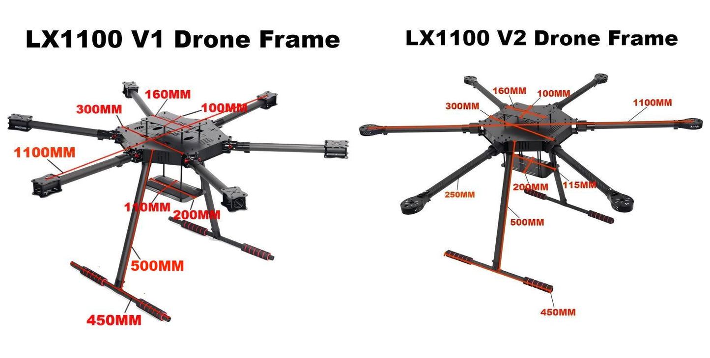 B-CUBE LX1100 V1/ V2 Full Carbon Fiber 1100mm Hexa-Rotor Frame X-Roter 80A ESC PX4 Pixhawk Flight Control Drone Frame