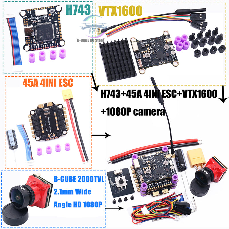 F722 F7/F745 V2 H743 Flight Control 45A/60A 4INI ESC VTX1000 Video 1080P Camera INAV Betaflight Flight Controller RC Drone FPV