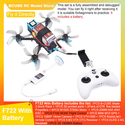 B-CUBE Blade 3.5inch FPV Drone Frame Kit Carbon Fiber Racing Drone Quadcopter INAV Beatflight F722 Ardupilot Flight Control