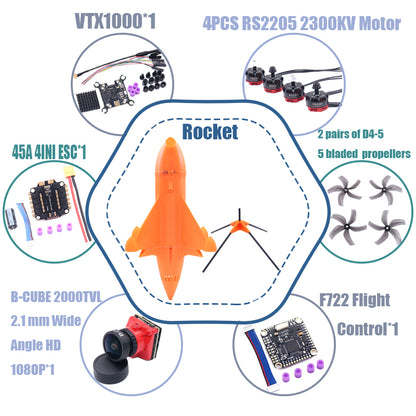 Комплект рамы для дрона B-CUBE Rocket 5 дюймов FPV из углеродного волокна для гоночного дрона, квадрокоптера для фристайла INAV Beatflight F722 Ardupilot PX4 