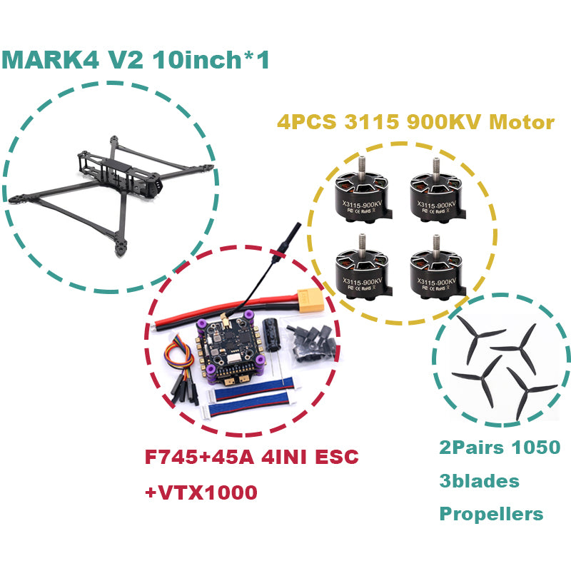 B-CUBE MARK4 V2 8/9/10 дюймов F745 V2 Flight Control 45/60A 4INI ESC Rack Drone FPV Carbon PV Racing Drone Quadcopter Freestyle 