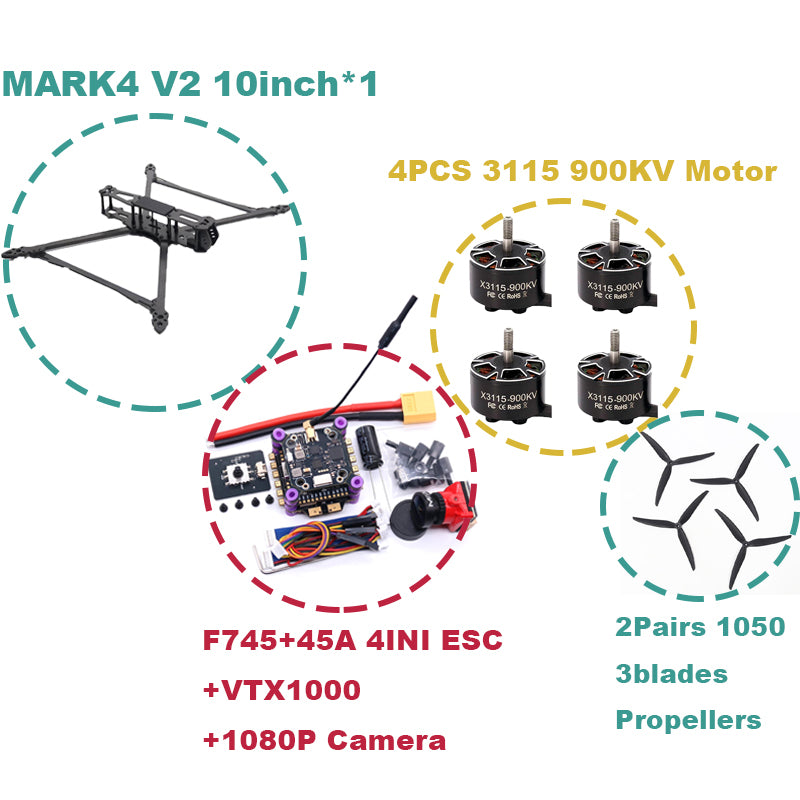 B-CUBE MARK4 V2 8/9/10 дюймов F745 V2 Flight Control 45/60A 4INI ESC Rack Drone FPV Carbon PV Racing Drone Quadcopter Freestyle 