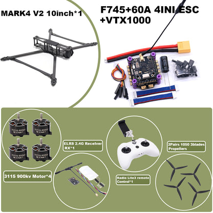 B-CUBE MARK4 V2 8/9/10 дюймов F745 V2 Flight Control 45/60A 4INI ESC Rack Drone FPV Carbon PV Racing Drone Quadcopter Freestyle 