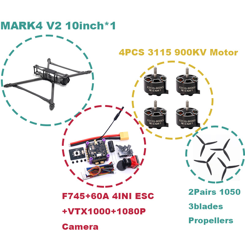 B-CUBE MARK4 V2 8/9/10 дюймов F745 V2 Flight Control 45/60A 4INI ESC Rack Drone FPV Carbon PV Racing Drone Quadcopter Freestyle 