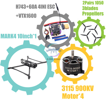 MARK4 V2 8 дюймов 9 дюймов 10 дюймов H743 Flight Control 60A 4INI ESC Rack Drone FPV Carbon PV Racing Drone Quadcopter Freestyle 