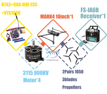 MARK4 V2 8 дюймов 9 дюймов 10 дюймов H743 Flight Control 60A 4INI ESC Rack Drone FPV Carbon PV Racing Drone Quadcopter Freestyle 