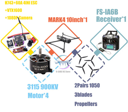 MARK4 V2 8 дюймов 9 дюймов 10 дюймов H743 Flight Control 60A 4INI ESC Rack Drone FPV Carbon PV Racing Drone Quadcopter Freestyle 