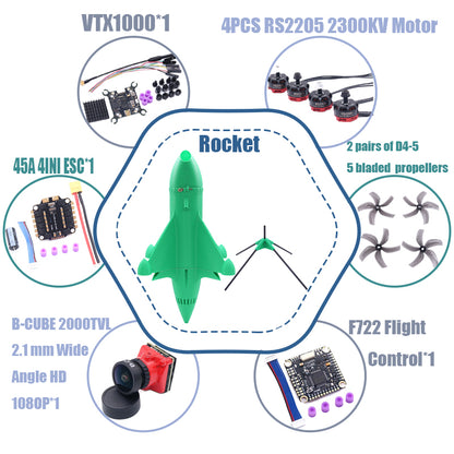 Комплект рамы для дрона B-CUBE Rocket 5 дюймов FPV из углеродного волокна для гоночного дрона, квадрокоптера для фристайла INAV Beatflight F722 Ardupilot PX4 