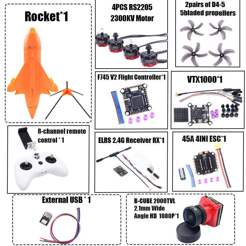 Комплект рамы для дрона B-CUBE Rocket 5 дюймов FPV из углеродного волокна для гоночного дрона, квадрокоптера для фристайла INAV Beatflight F722 Ardupilot PX4 
