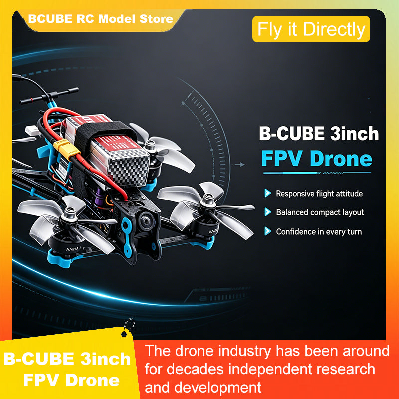 B-CUBE 3inch FPV Drone Frame Kit Carbon Fiber Racing Drone Quadcopter INAV Beatflight F722 F745 Ardupilot Flight Control