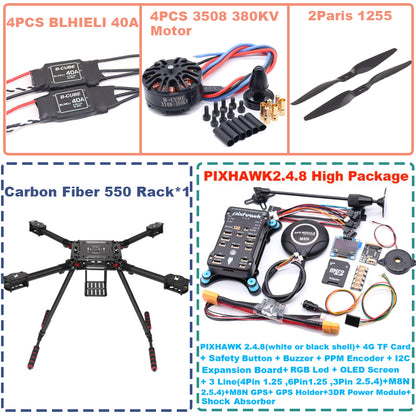 B-CUBE 550 Hexa Frame PIXHAWK2.4.8 M8N Flight Control Carbon Ardupilot Radio Telemetry Quadcopter BLHELI 40A 3508 380KV Motor ESC