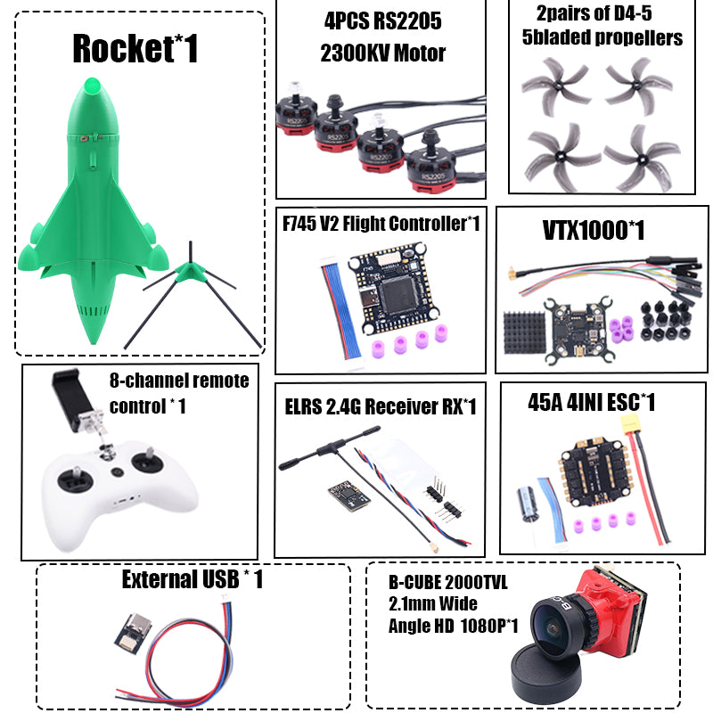 Комплект рамы для дрона B-CUBE Rocket 5 дюймов FPV из углеродного волокна для гоночного дрона, квадрокоптера для фристайла INAV Beatflight F722 Ardupilot PX4 