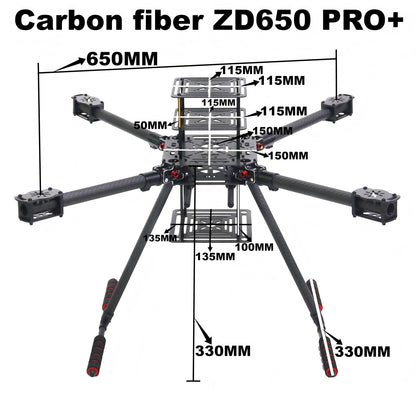 B-CUBE ZD650 PRO+ 650mm Ardupilot Pixhawk Carbon fiber Quadcopter Frame FPV Quad with Carbon Fiber Landing Skid Motor 40A ESC