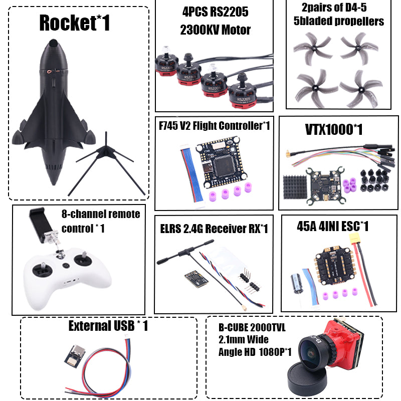 Комплект рамы для дрона B-CUBE Rocket 5 дюймов FPV из углеродного волокна для гоночного дрона, квадрокоптера для фристайла INAV Beatflight F722 Ardupilot PX4 