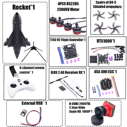 Комплект рамы для дрона B-CUBE Rocket 5 дюймов FPV из углеродного волокна для гоночного дрона, квадрокоптера для фристайла INAV Beatflight F722 Ardupilot PX4 