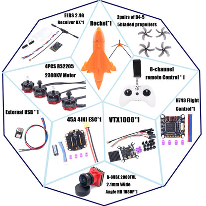 Комплект рамы для дрона B-CUBE Rocket 5 дюймов FPV из углеродного волокна для гоночного дрона, квадрокоптера для фристайла INAV Beatflight F722 Ardupilot PX4 