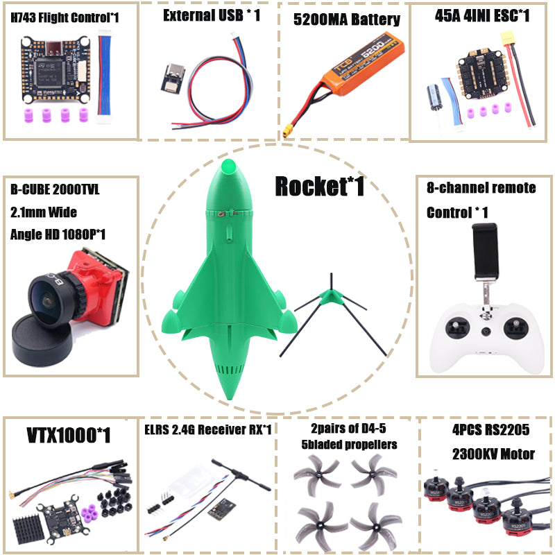Комплект рамы для дрона B-CUBE Rocket 5 дюймов FPV из углеродного волокна для гоночного дрона, квадрокоптера для фристайла INAV Beatflight F722 Ardupilot PX4 