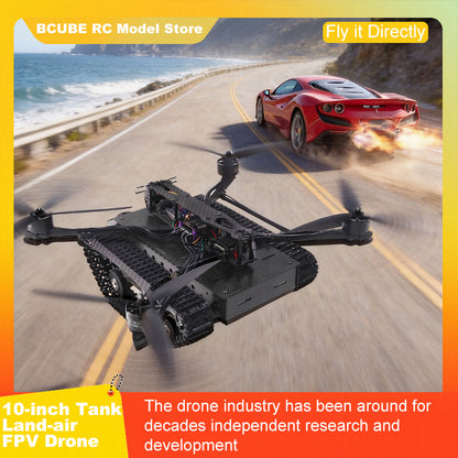 B-CUBE 10-inch Tank Land-air FPV Drone Frame Kit Carbon Fiber Racing Quadcopter Car INAV Beatflight H743 F745 Flight Control