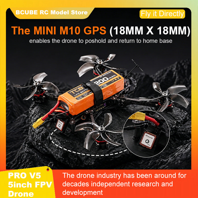 B-CUBE PRO V5 5inch FPV Drone Frame Kit Carbon Fiber Racing Quadcopter Optical Flow M10 GPS INAV Beatflight H743 Flight Control