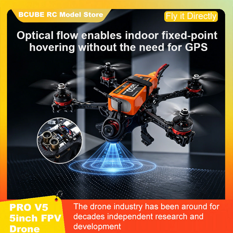 B-CUBE PRO V5 5inch FPV Drone Frame Kit Carbon Fiber Racing Quadcopter Optical Flow M10 GPS INAV Beatflight H743 Flight Control