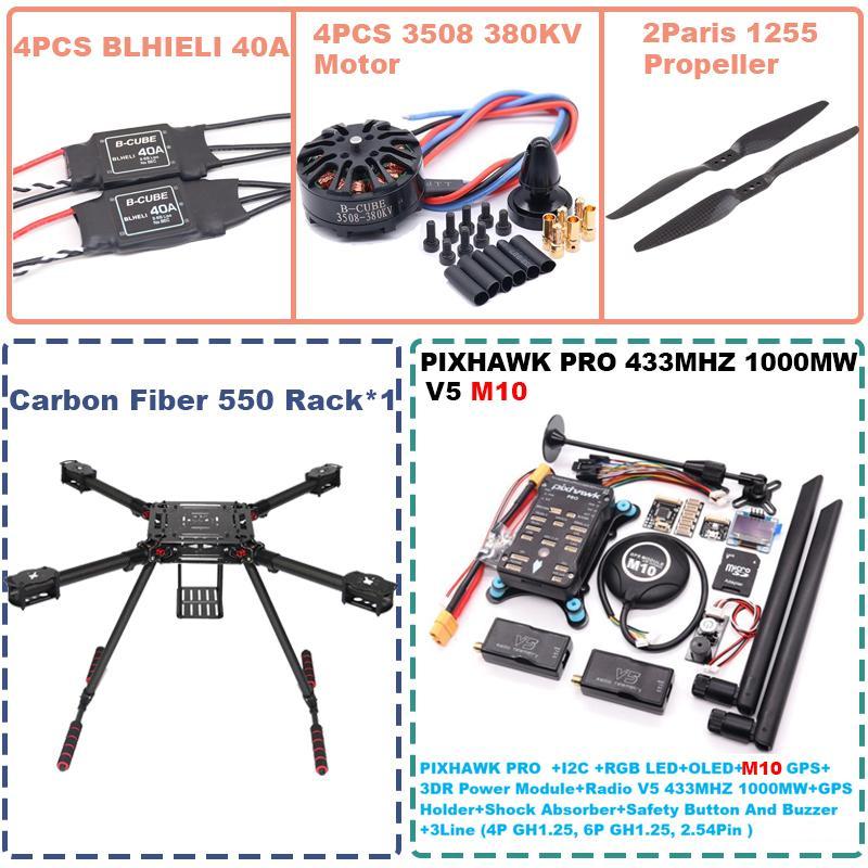 B-CUBE 550 Hexa Frame PIXHAWK PRO M10 Flight Control Carbon Ardupilot Radio Telemetry Quadcopter BLHELI 40A 3508 380KVMotor ESC