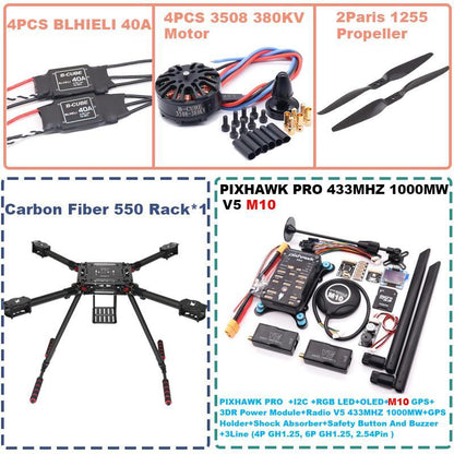 B-CUBE 550 Hexa Frame PIXHAWK PRO M10 Flight Control Carbon Ardupilot Radio Telemetry Quadcopter BLHELI 40A 3508 380KVMotor ESC