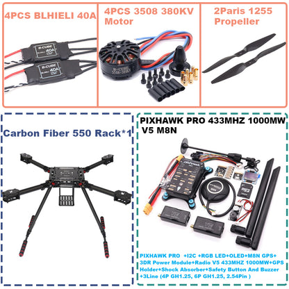 B-CUBE 550 Hexa Frame PIXHAWK PRO M8N Flight Control Carbon Ardupilot Radio Telemetry Quadcopter BLHELI 40A 3508 380KVMotor ESC