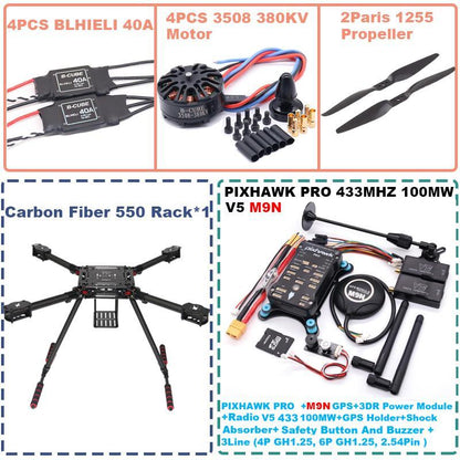 B-CUBE 550 Hexa Frame PIXHAWK PRO M9N Flight Control Carbon Ardupilot Radio Telemetry Quadcopter BLHELI 40A 3508 380KV Motor ESC