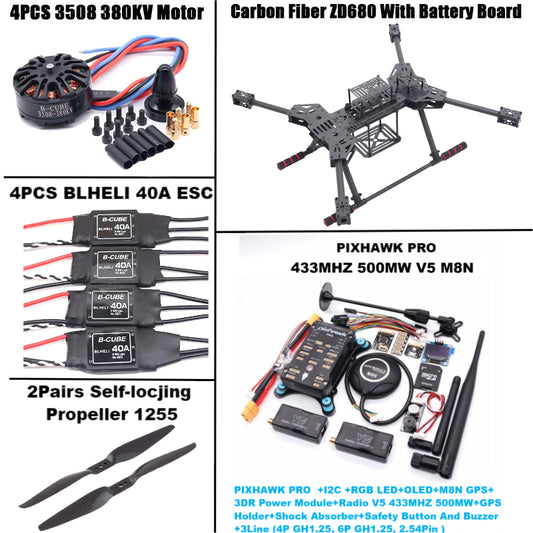 B-CUBE NEW ZD680 PRO M8N/M9N/M10 Full Carbon Fiber Hexa-Rotor Foldable Arm Hexacopter Frame Kit PIXHAWK with Unflodable Landing Gear