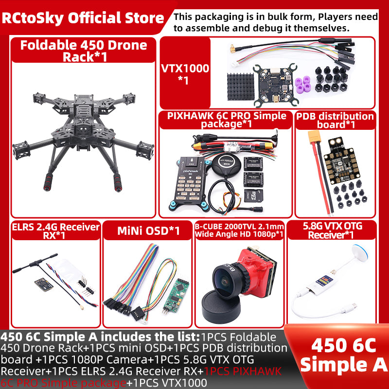 B-CUBE Open Source New Foldable Arm Smart Drone PIXHAWK 2.4.8/PRO/6C PRO Quadrotor Rack RC Multicopter Multi-Rotor With Landing Gear